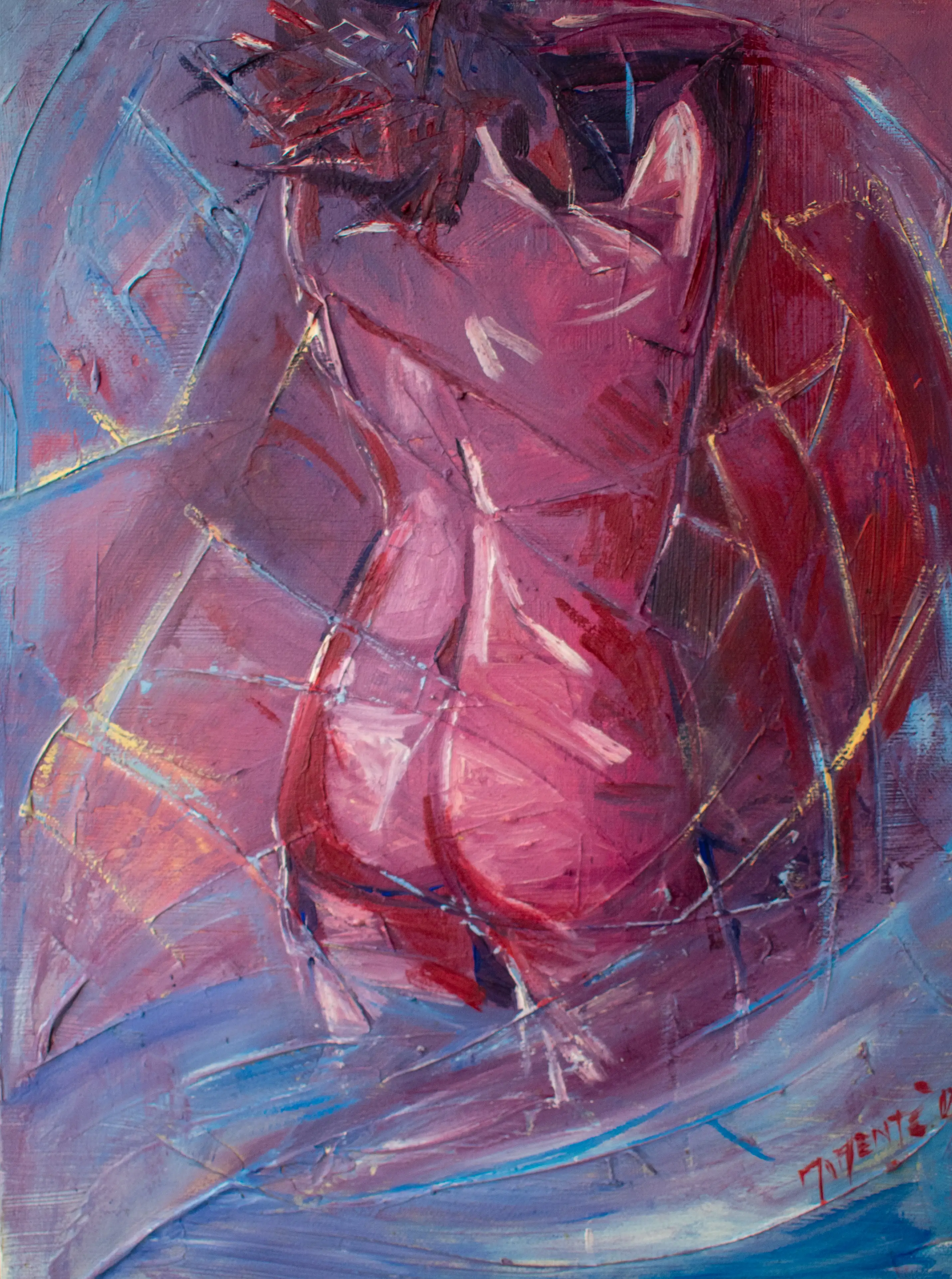 Quadro Nudino Rosso Di Schiena di Paola Momentè